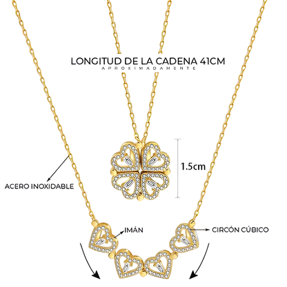 Collar trebol de 4 corazones