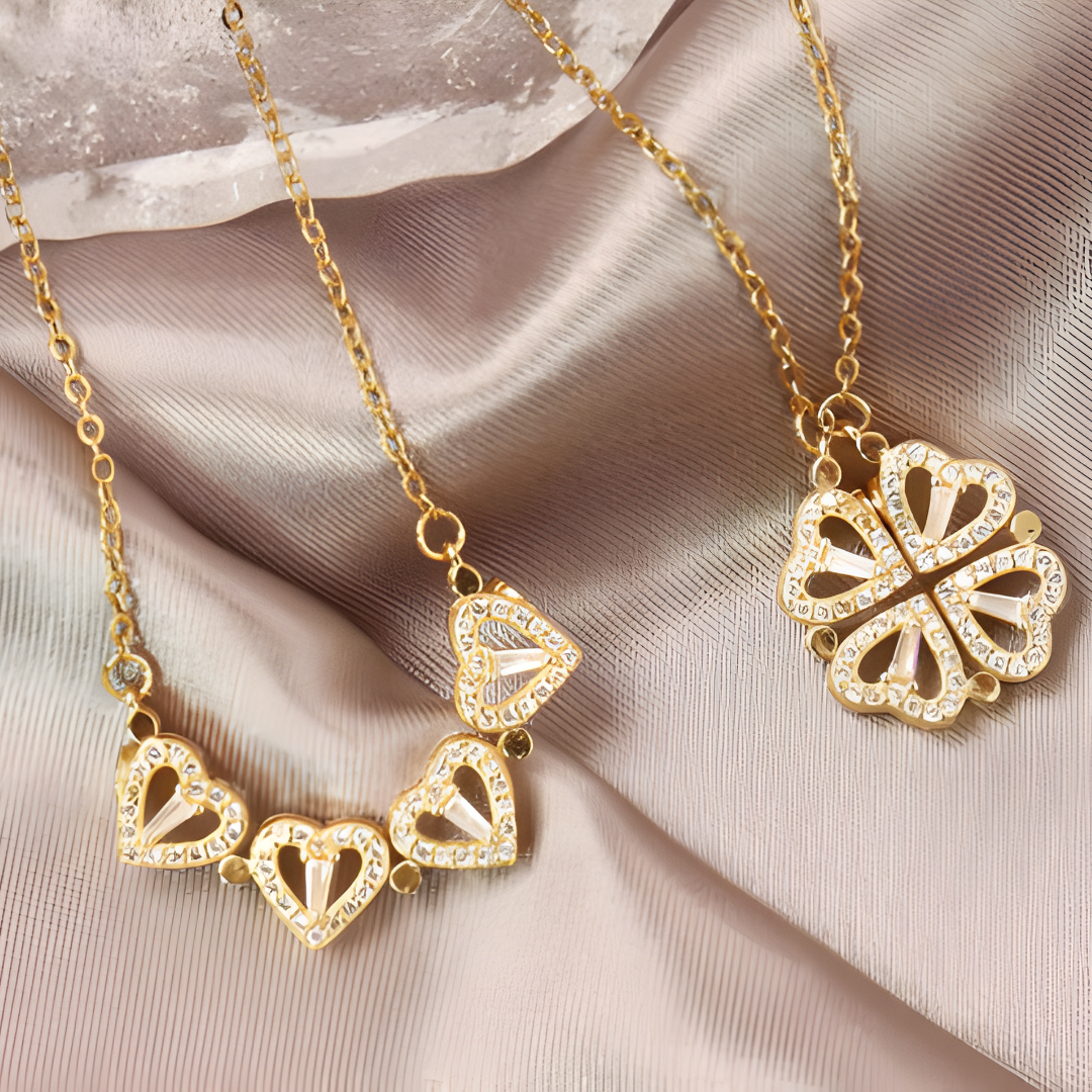 Collar trebol de 4 corazones